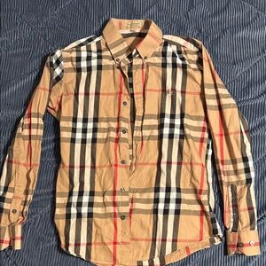 Burberry Beige and Red Checkered Men's Shirt
